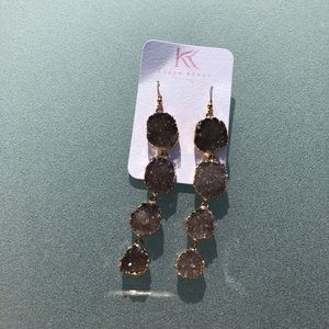 Purple druzy 4 tier earrings
